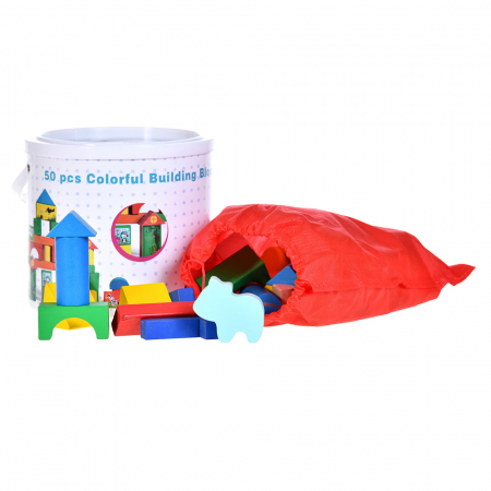 Set construcție din lemn 50 piese – joacă creativă pentru copii 3+ [1]