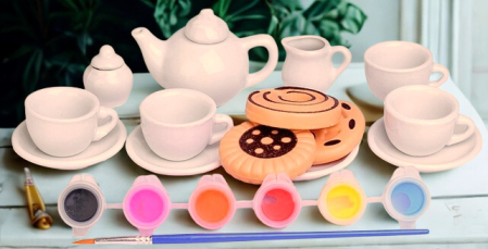 Set creativ de pictat vase pentru ceai – vase din ceramică pentru colorat manual [1]