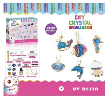 Jucarii Accesibile (sub 59 lei) - Set creativ DIY cu 6 pandantive metalice și rășină UV – tematică ocean