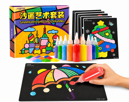 Set creativ pentru copii cu nisip colorat și planșe de pictat, 3+ ani [1]