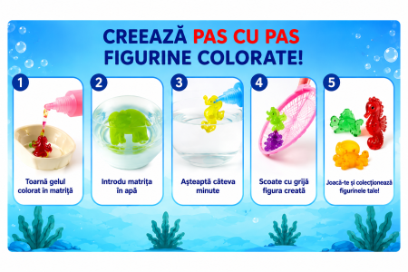 Set creativ Water Spirit cu 8 culori și matrițe marine – Kit pentru figurine gelatinoase colorate [4]