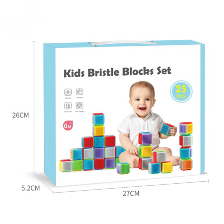 Set cuburi senzoriale Montessori pentru bebeluși cu texturi, culori și funcții de stivuire [2]