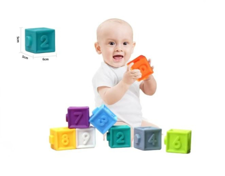 Set cuburi senzoriale pentru bebeluși 9 piese din material moale pentru dezvoltare tactilă [1]