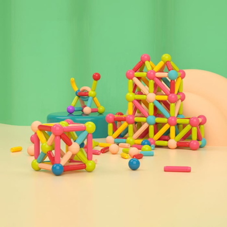 Set de constructie 3D magnetic cu 100/128 de piese – pentru copii de la 3 ani [2]