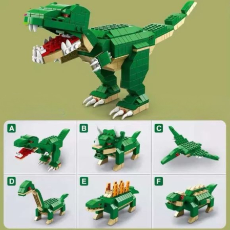 Set de construcție dinozauri 6 în 1 pentru copii cu 1000 piese [1]