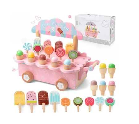 Set de joacă cu camion de înghețată din lemn – vehicul și 9 înghețate [2]