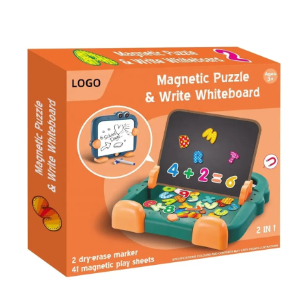 Set educativ 2-în-1 cu 41 piese – tabliță magnetică dublă față cu litere și cifre [2]