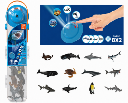 Jucarii Interactive & Sensoriale - Set educativ animale marine cu proiector și figurine