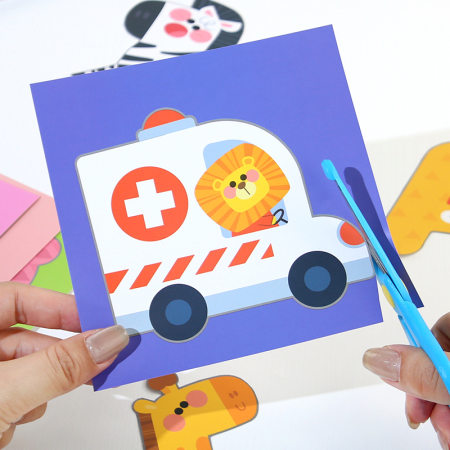 Set educativ cu 40 de fișe pentru decupaj – Animale, vehicule și forme colorate [1]