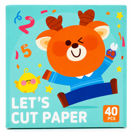 Jucarii Interactive & Sensoriale - Set educativ cu 40 de fișe pentru decupaj – Litere și cifre colorate