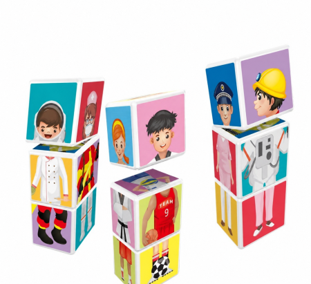Toate Jucariile pentru Copii - Set educativ cu 6 cuburi magnetice „Descoperă Meseriile” , 3 ani+