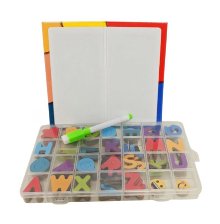 Set educativ cu tablă magnetică pentru copii cu litere mari și mici, cifre și 130 piese interactive [1]