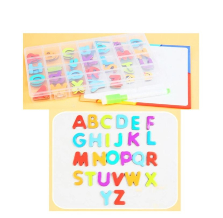 Set educativ cu tablă magnetică pentru copii cu litere mari și mici, cifre și 130 piese interactive [2]