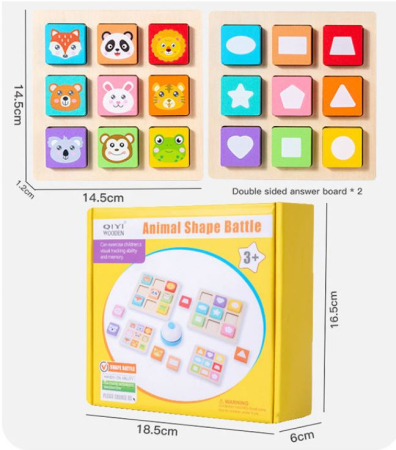 Set educativ din lemn cu animale, forme geometrice și sonerie [4]