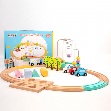 Set educativ tren magnetic lemn – construit, sortează, învață 3 ani+ [4]