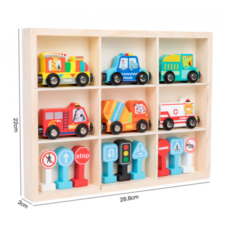 Set educativ trenulet magnetic și semne rutiere 3 ani