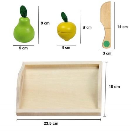 Set fructe din lemn de feliat cu tavă și cuțit [3]