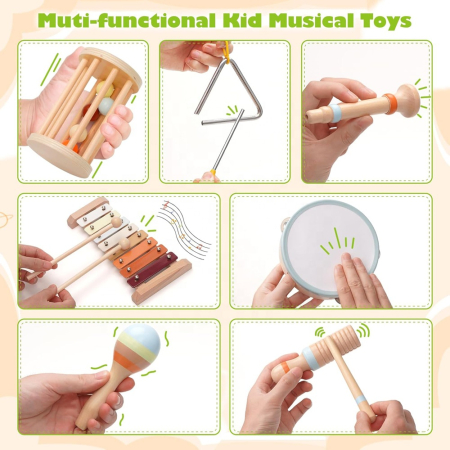 Set instrumente muzicale tip Montessori - 6 piese din lemn [1]