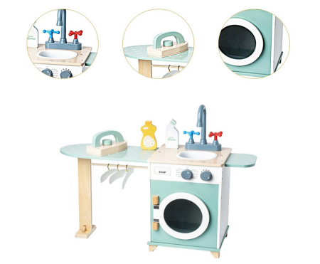 Set jucărie din lemn – mașină de spălat, chiuvetă și masă de călcat [2]