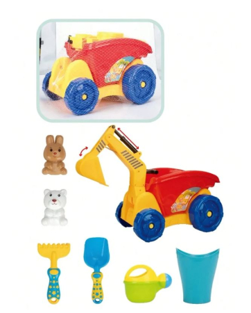 Joaca de Vara & Apa - Set jucărie excavator pentru nisip cu accesorii pentru construcții și joacă în aer liber