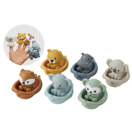 Joaca de Vara & Apa - Set jucării de baie pentru bebeluși - 12 piese cu marionete pentru degete