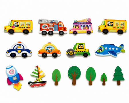 Set magnetic educativ cu vehicule și tablă reutilizabilă pentru desen [2]