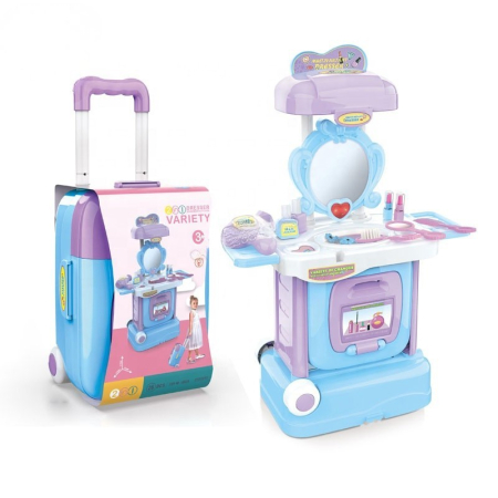 Jucarii interactive - Set Masa de Toaleta si Troller 2 in 1 cu Accesorii