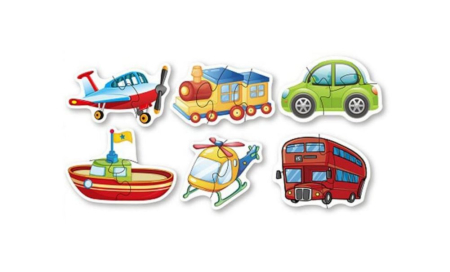 Set puzzle educativ 6 în 1 cu piese mari – mijloace de transport [3]