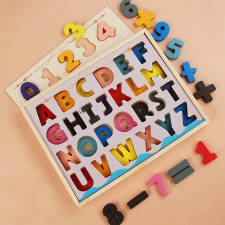 Set Puzzle litere si cifre cu sortare și taviță | ZukiToys.ro [1]