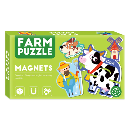 Busy Book & Carti Interactive - Set puzzle magnetic – Animale de la fermă