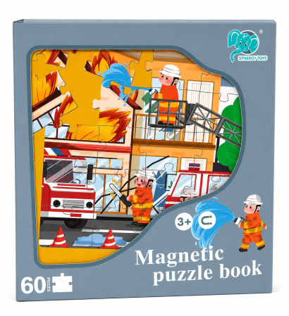 Jucarii pentru calatorii - Set Puzzle Magnetic ,, Pompierii Neînfricați " – 60 Piese