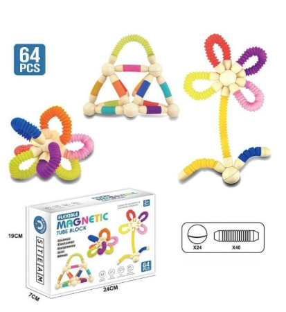 Set STEM magnetic – 64 piese cu bile și tuburi flexibile [2]