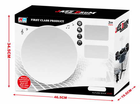 Set 5 tobe Jazz Drum pentru copii cu scaun, cinel și bețe [2]