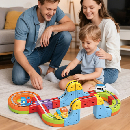 Set tren cu traseu magnetic si circuit 3D – 26 piese [3]