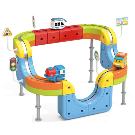 Toate Jucariile pentru Copii - Set tren cu traseu magnetic si circuit 3D – 35piese