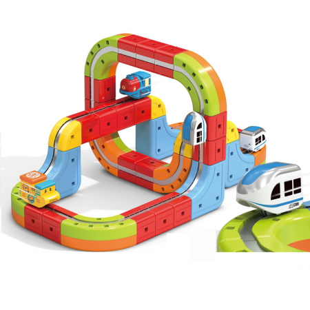 Cadouri de Sarbatori - Set tren cu traseu magnetic si circuit 3D – 38 piese