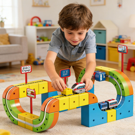 Set constructie tren magnetic – 79 piese, multifunctional [1]