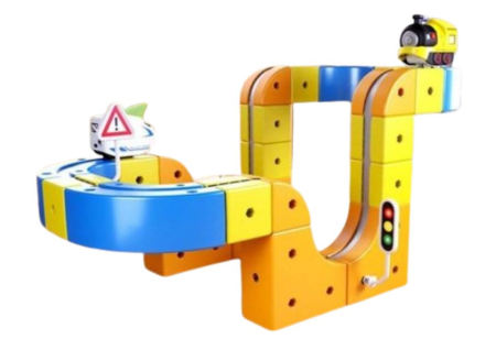 Toate Jucariile pentru Copii - Set constructie tren magnetic – 79 piese, multifunctional