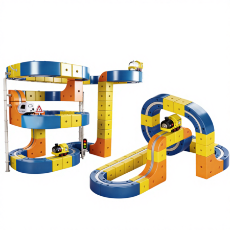 Jucarii Interactive & Sensoriale - Set constructie tren magnetic – 126 piese, multifunctional