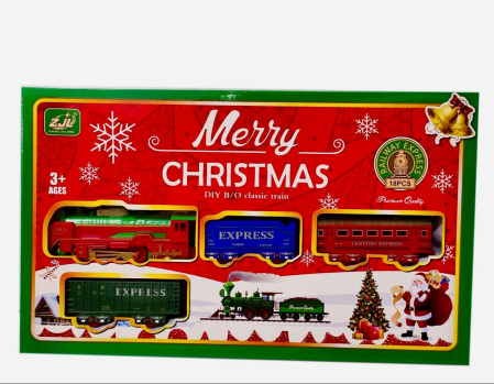 Toate Jucariile pentru Copii - Set trenulet de jucarie cu baterii 18 piese - Craciun - 3+