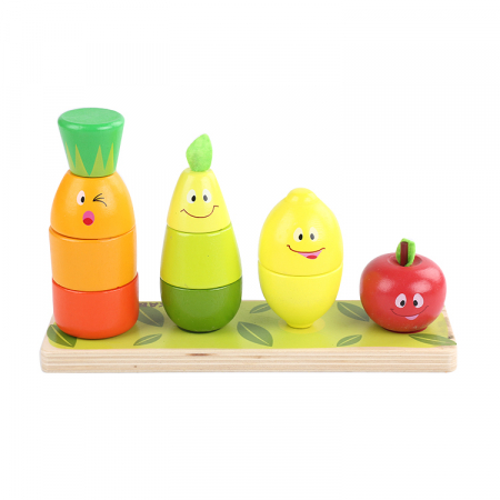 Jucarii educative - Sortator fructe si legume din lemn – Montessori copii 2 ani