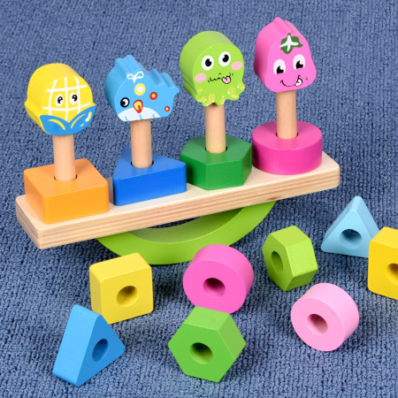 Sortator forme geometrice lemn – joc echilibru Montessori [2]