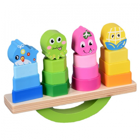 Jucarii educative - Sortator forme geometrice lemn – joc echilibru Montessori