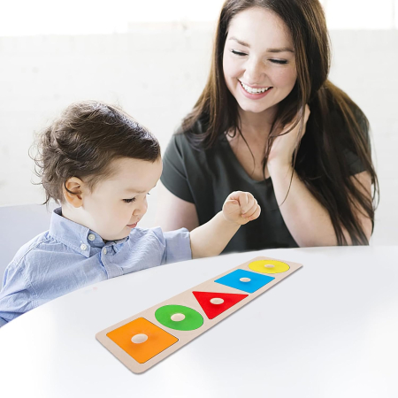 Sortator încastru din lemn cu forme geometrice și culori, 5 forme, jucărie educativă montessori [1]