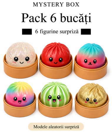 Toate Jucariile pentru Copii - Squishy Dumpling Mystery Box – Mega Pack Surpriză (6 buc)