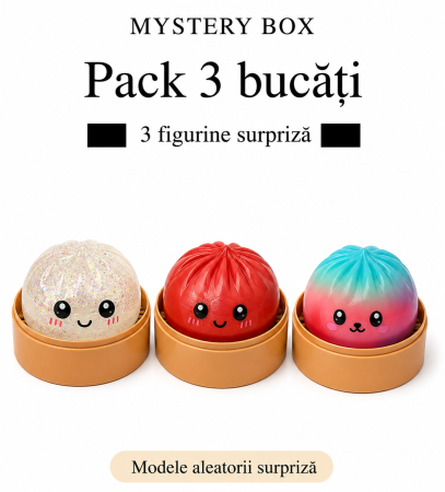 Toate Jucariile pentru Copii - Squishy Dumpling Mystery Box – Trio Surpriză (3 buc)
