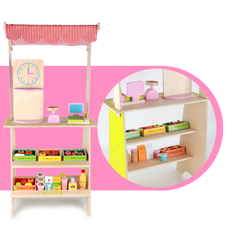 Stand de joacă din lemn cu fructe și legume – Piața copiilor cu accesorii [2]
