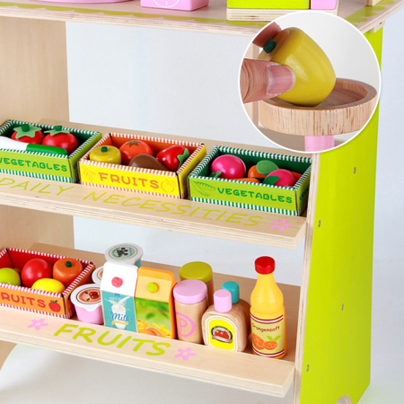 Stand de joacă din lemn cu fructe și legume – Piața copiilor cu accesorii [4]
