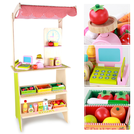 Stand de joacă din lemn cu fructe și legume – Piața copiilor cu accesorii [1]