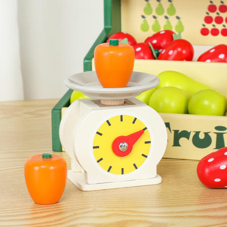 Stand din lemn cu fructe și cântar – Piață educativă pentru jocuri de rol [2]